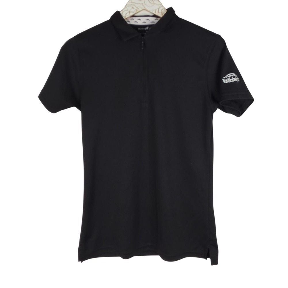 HORN LEGEND Polo Shirt Mens Small Black Bamboo Charcoal Luxury Golf Performance
